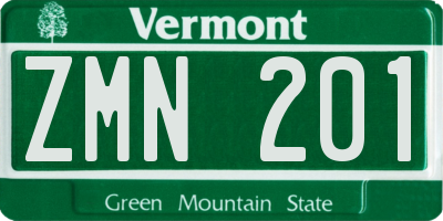 VT license plate ZMN201