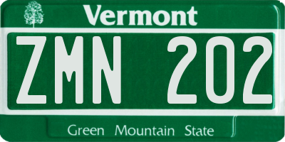VT license plate ZMN202