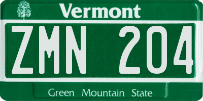 VT license plate ZMN204
