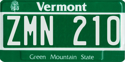 VT license plate ZMN210