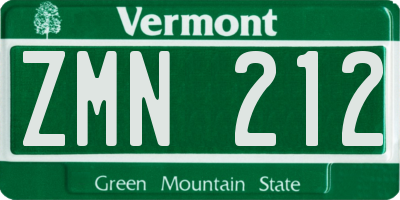VT license plate ZMN212