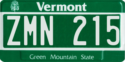 VT license plate ZMN215