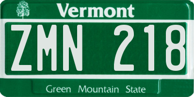 VT license plate ZMN218