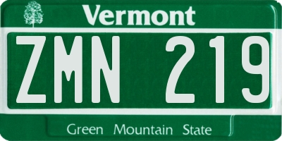 VT license plate ZMN219