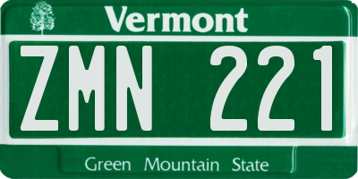 VT license plate ZMN221