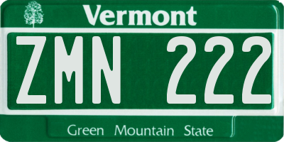 VT license plate ZMN222