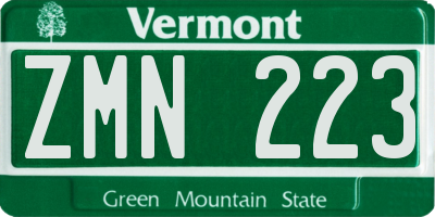 VT license plate ZMN223