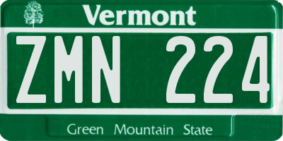 VT license plate ZMN224
