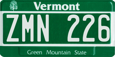 VT license plate ZMN226