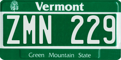 VT license plate ZMN229