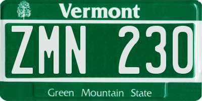 VT license plate ZMN230