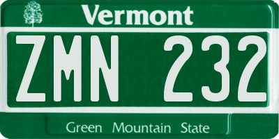 VT license plate ZMN232