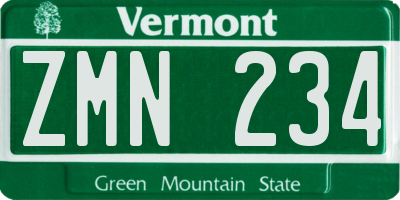 VT license plate ZMN234