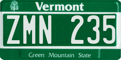 VT license plate ZMN235