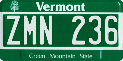 VT license plate ZMN236