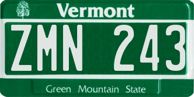 VT license plate ZMN243