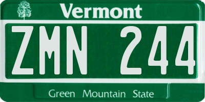 VT license plate ZMN244