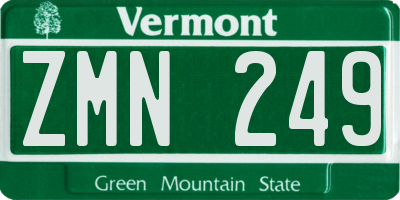 VT license plate ZMN249