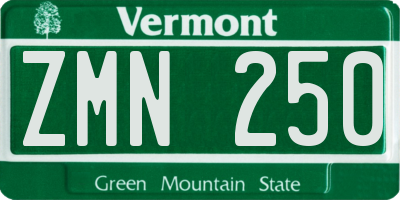 VT license plate ZMN250