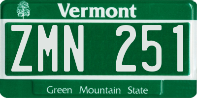 VT license plate ZMN251