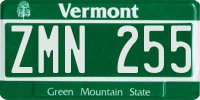 VT license plate ZMN255