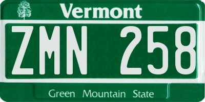 VT license plate ZMN258