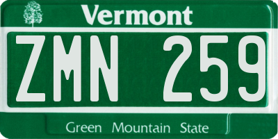 VT license plate ZMN259