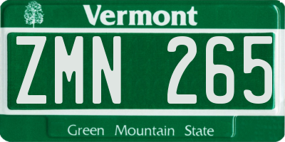 VT license plate ZMN265