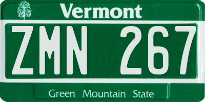 VT license plate ZMN267