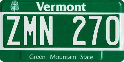 VT license plate ZMN270