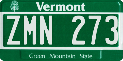 VT license plate ZMN273