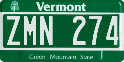 VT license plate ZMN274