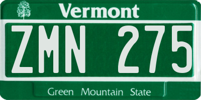 VT license plate ZMN275