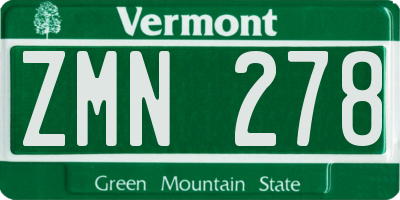 VT license plate ZMN278
