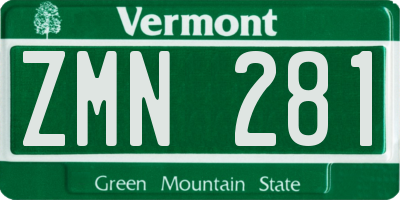 VT license plate ZMN281
