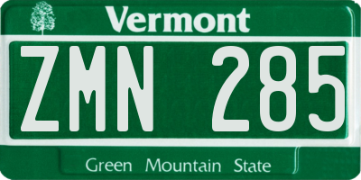 VT license plate ZMN285