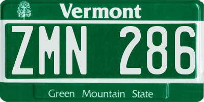 VT license plate ZMN286