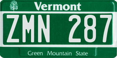 VT license plate ZMN287