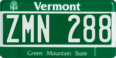 VT license plate ZMN288