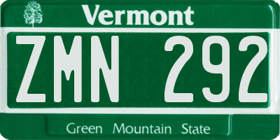 VT license plate ZMN292