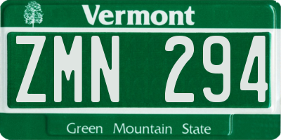 VT license plate ZMN294