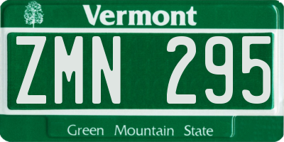 VT license plate ZMN295