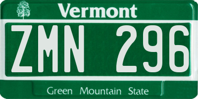 VT license plate ZMN296
