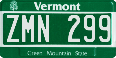 VT license plate ZMN299