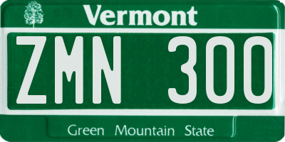 VT license plate ZMN300