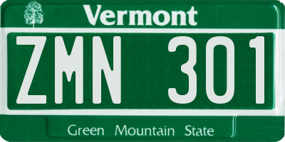 VT license plate ZMN301