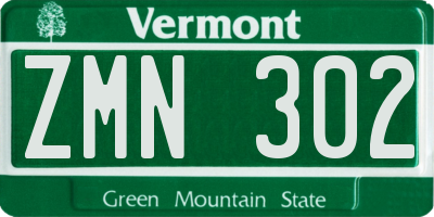 VT license plate ZMN302