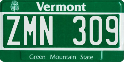 VT license plate ZMN309
