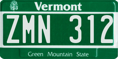 VT license plate ZMN312