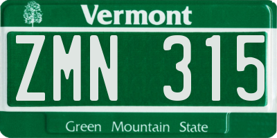 VT license plate ZMN315